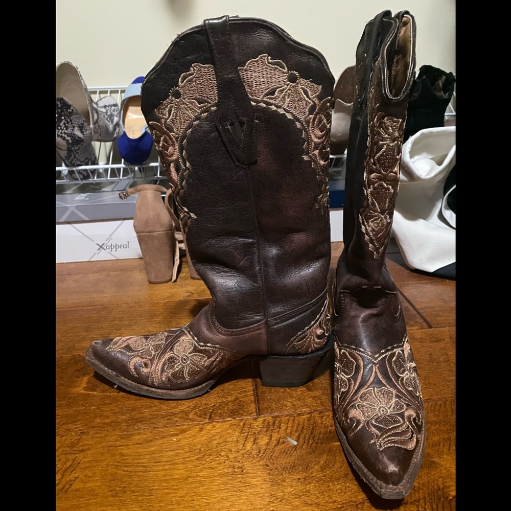Brown cowboy boots